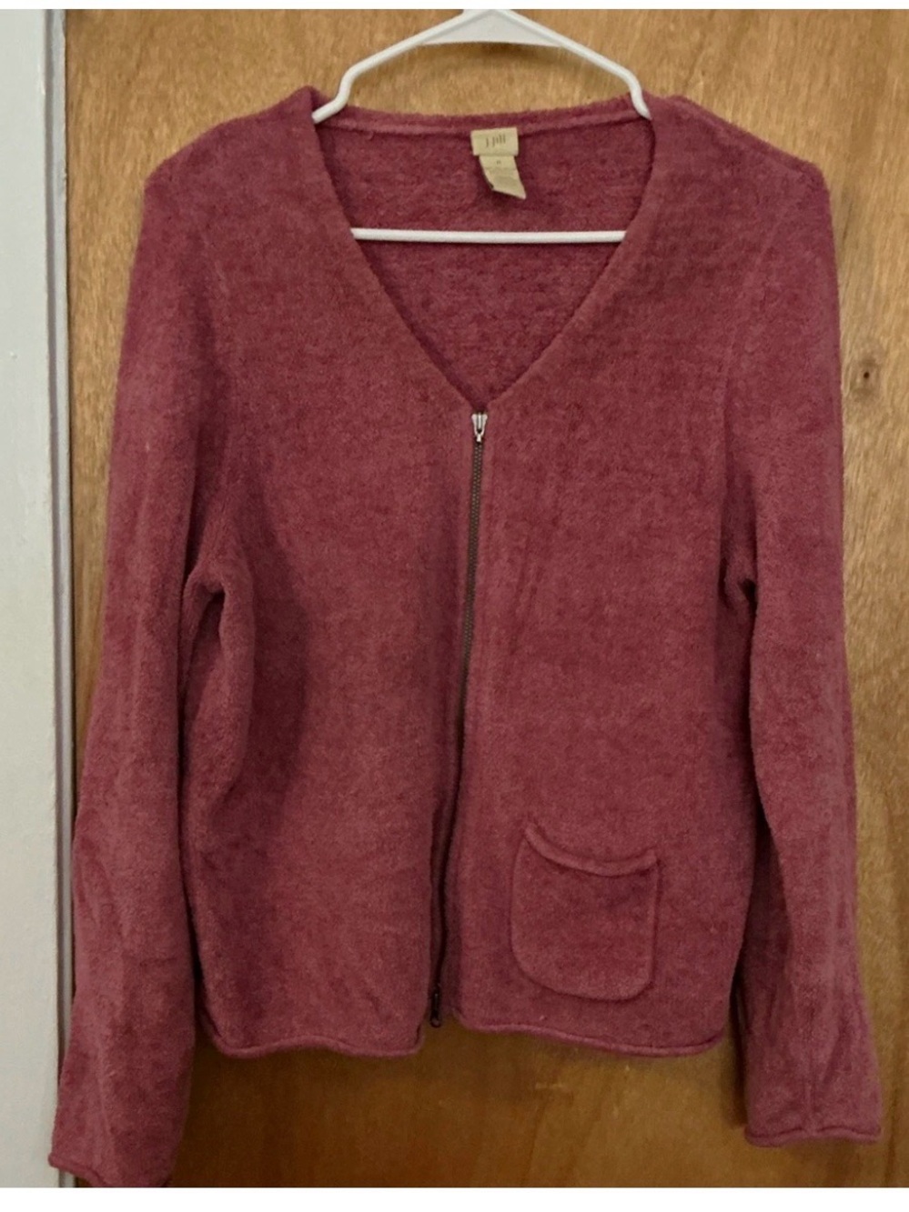 J. Jill Women's V-Neck Zip Cardigan - Rosewood